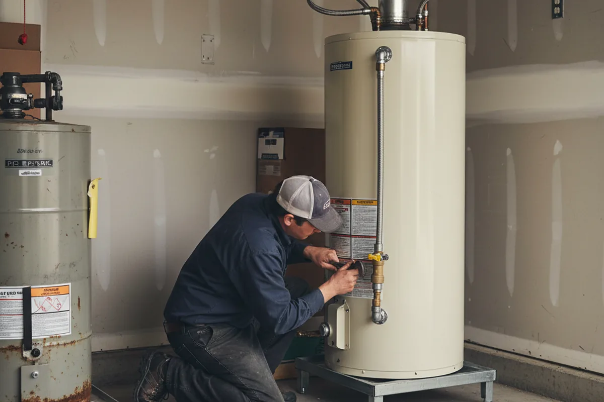 Water heater and shutoff valve replacement in Assumption